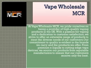 Vape Wholesale MCR.