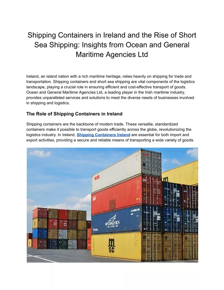 shipping containers in ireland and the rise