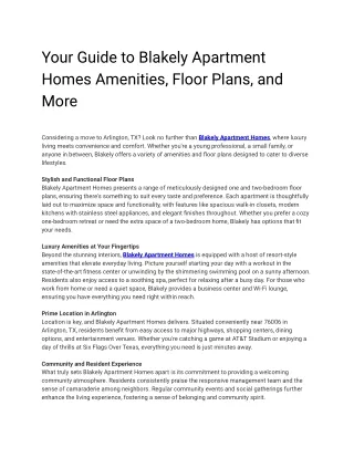 Your Guide to Blakely Apartment Homes Amenities, Floor Plans, and More