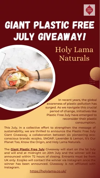 Giant Plastic Free July Giveaway- Holy Lama Naturals