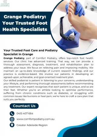 Grange Podiatry Your Trusted Foot Health Specialists