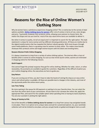 Reasons for the Rise of Online Women's Clothing Store