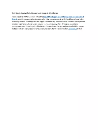best bba in supply chain management course