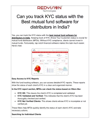 can you track kyc status with the best mutual