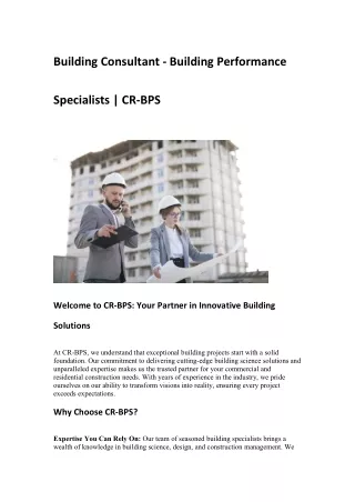 building consultant building performance