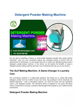 Detergent Powder Making Machine