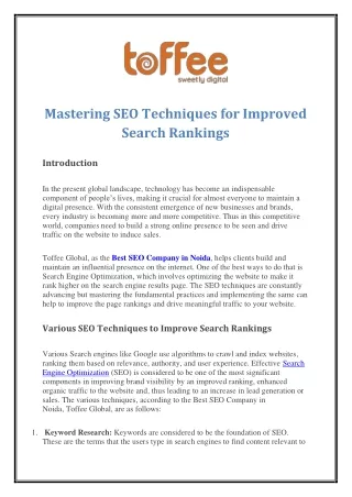 Mastering SEO Techniques for Improved Search