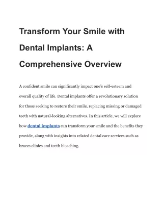 Transform Your Smile with Dental Implants_ A Comprehensive Overview