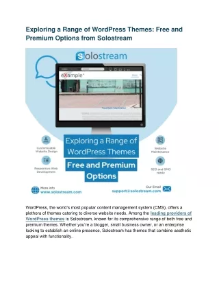 Exploring a Range of WordPress Themes: Free and Premium Options from Solostream