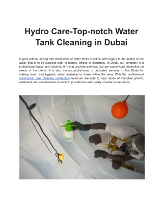 Hydro Care-Top-notch Water Tank Cleaning in Dubai