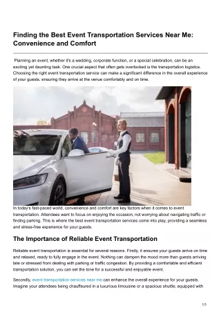 Finding the Best Event Transportation Services Near Me Convenience and Comfort