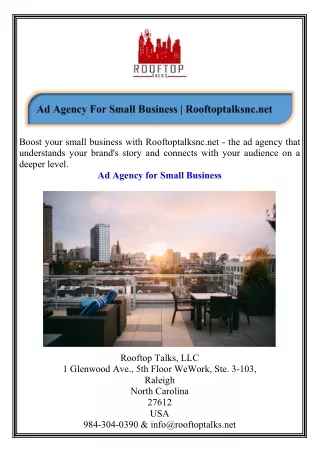 boost your small business with rooftoptalksnc