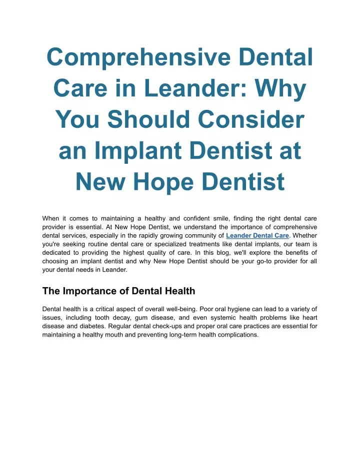 comprehensive dental care in leander