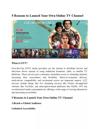 5 Reasons to Launch Your Own Online TV Channel