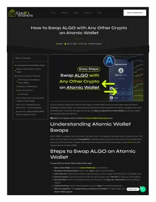 Swap ALGO with Any Other Crypto on Atomic Wallet