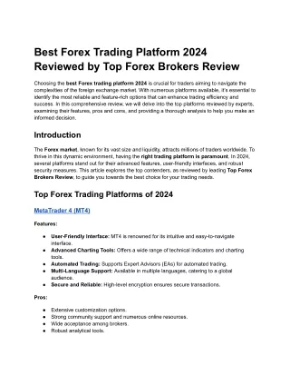 Best Forex Trading Platform 2024 Reviewed by Top Forex Brokers Review