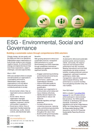 Environmental, Social and Governance Comprehensive Solutions