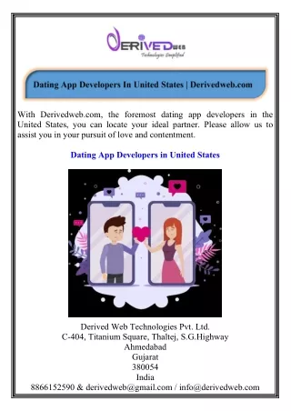 Dating App Developers In United States Derivedweb.com