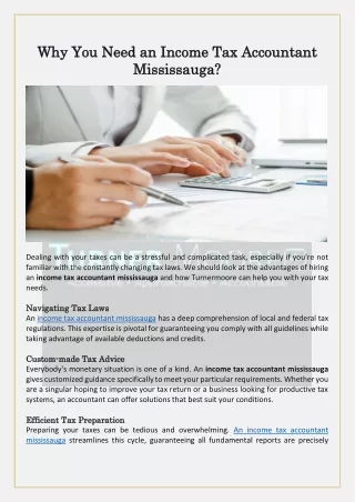 Why You Need an Income Tax Accountant Mississauga