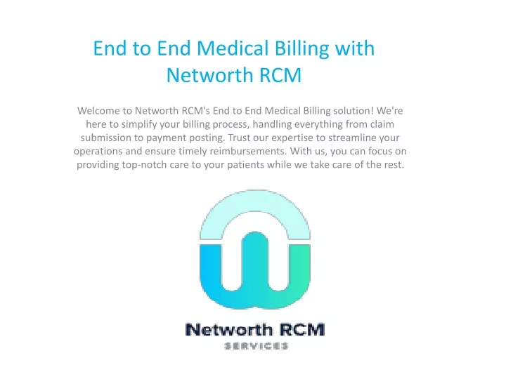 end to end medical billing with networth rcm