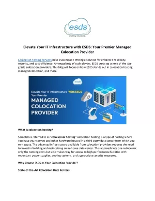 elevate your it infrastructure with esds your