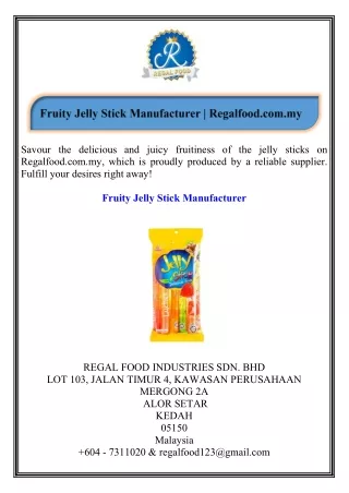 Fruity Jelly Stick Manufacturer Regalfood.com.my