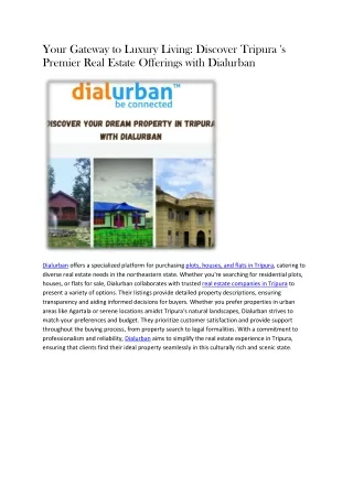 Real Estate Companies in Tripura