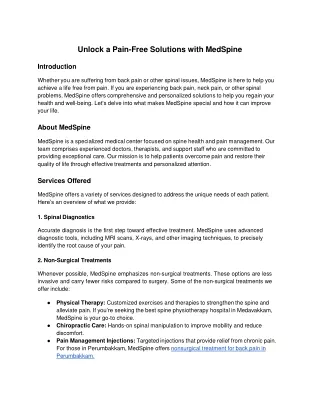 unlock a pain free solutions with medspine