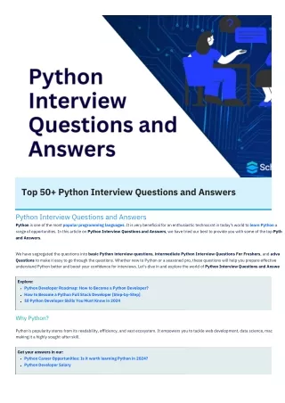 Python Interview Questions PDF By ScholarHat