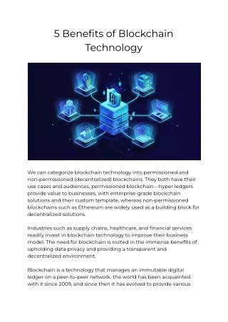 5 Benefits of Blockchain Technology