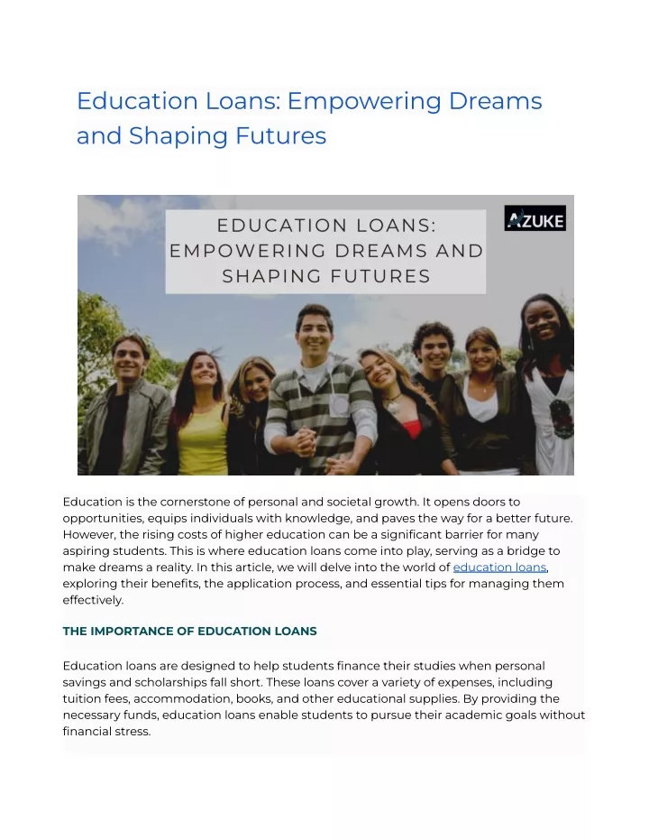 education loans empowering dreams and shaping