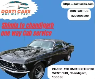 Shimla to Chandigarh One Way Taxi Services With Dost Cabs