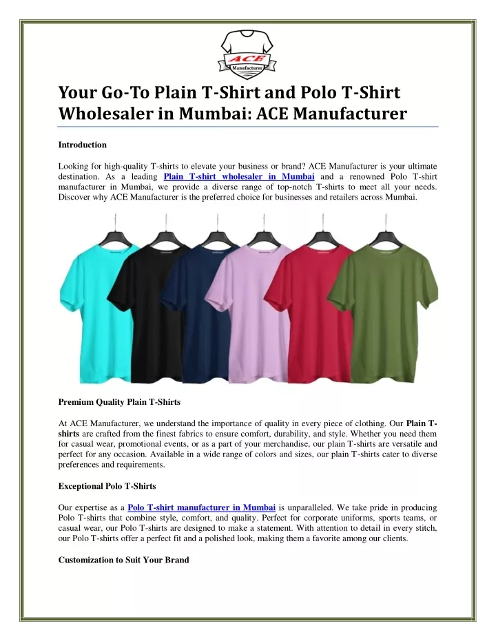 your go to plain t shirt and polo t shirt