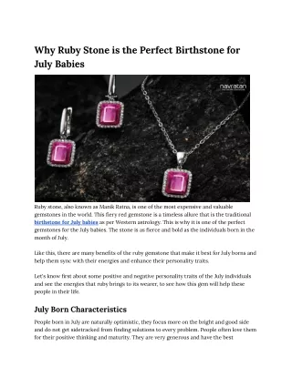 Why Ruby Stone is the Perfect Birthstone for July Babies