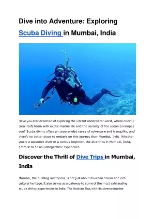 Dive into Adventure_ Exploring Scuba Diving in Mumbai, India