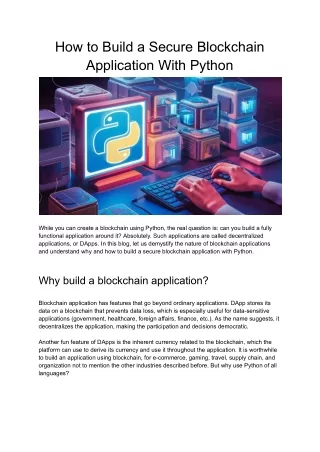 How to Build a Secure Blockchain Application With Python