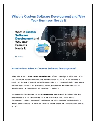 what is custom software development and why your