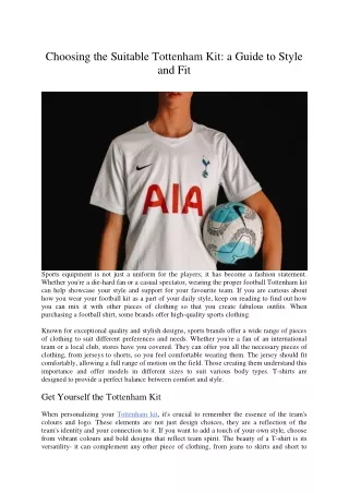 choosing the suitable tottenham kit a guide