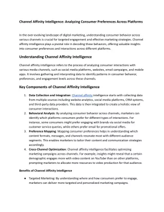 Channel Affinity Intelligence_ Analyzing Consumer Preferences Across Platforms