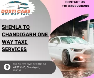 Shimla to Chandigarh One Way Taxi Service