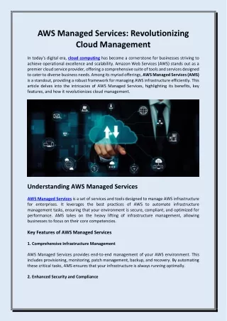 AWS Managed Services: Revolutionizing Cloud Management