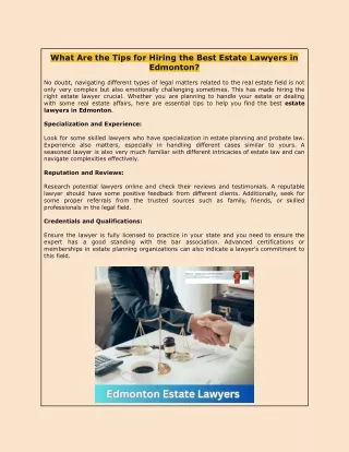 What Are the Tips for Hiring the Best Estate Lawyers in Edmonton?