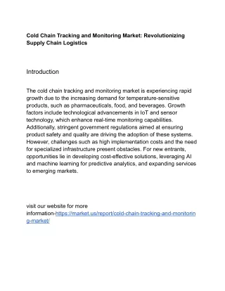 cold chain tracking and monitoring market