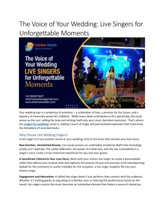 The Voice of Your Wedding Live Singers for Unforgettable Moments