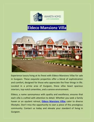 Eldeco Mansionz Villa