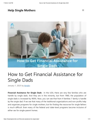 How to Get Financial Assistance for Single Dads