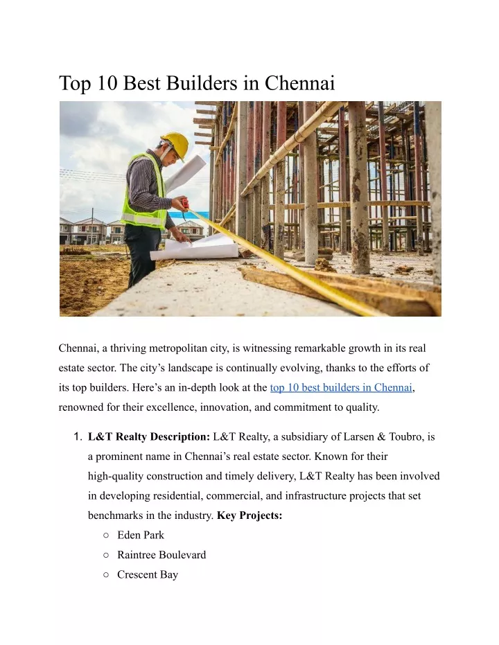 top 10 best builders in chennai