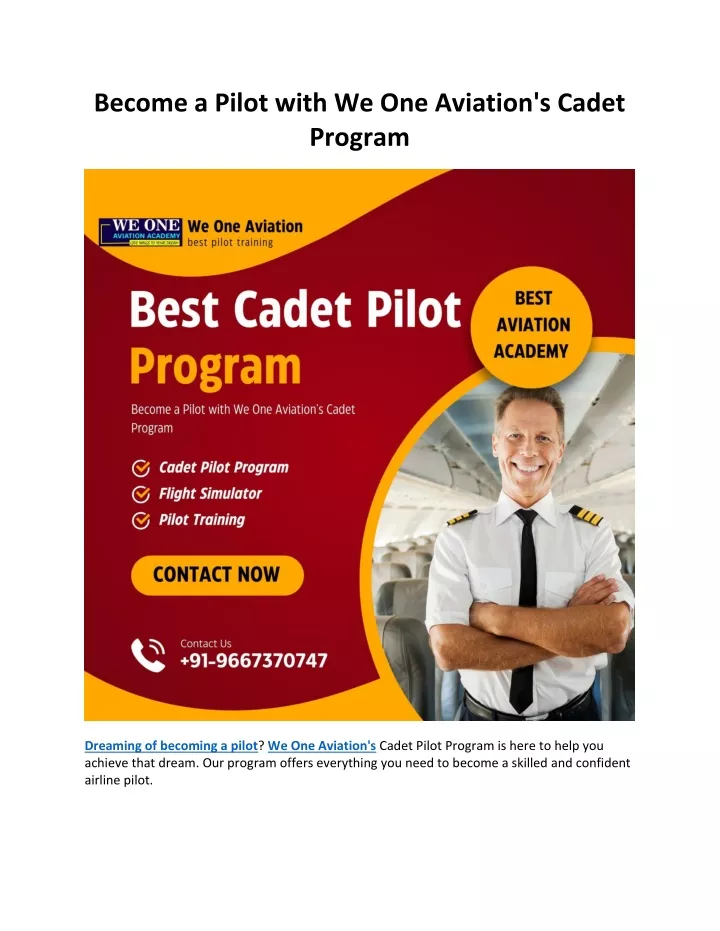 become a pilot with we one aviation s cadet