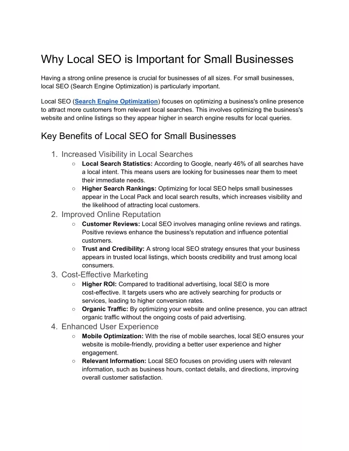 why local seo is important for small businesses