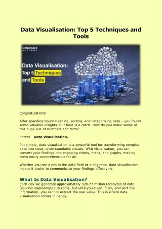 Data Visualisation Top 5 Techniques And Tools